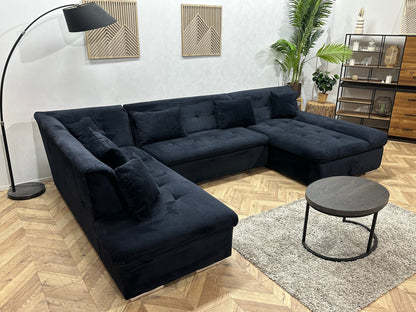 !Showroommodel! Zwarte Velvet U Zetel ~ Slaapfunctie