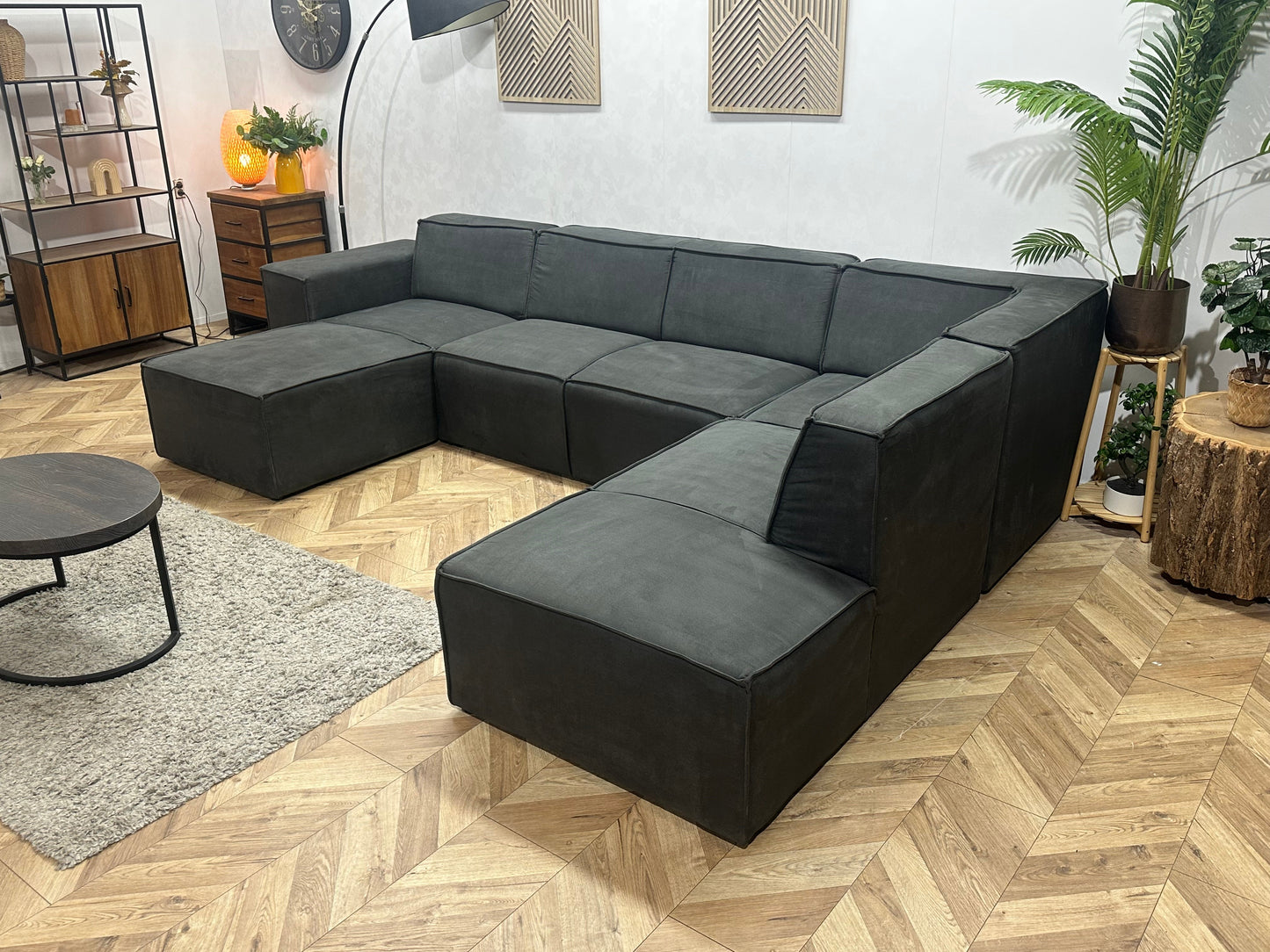 !Showroommodel! Antraciet Suède Stoffen U Zetel