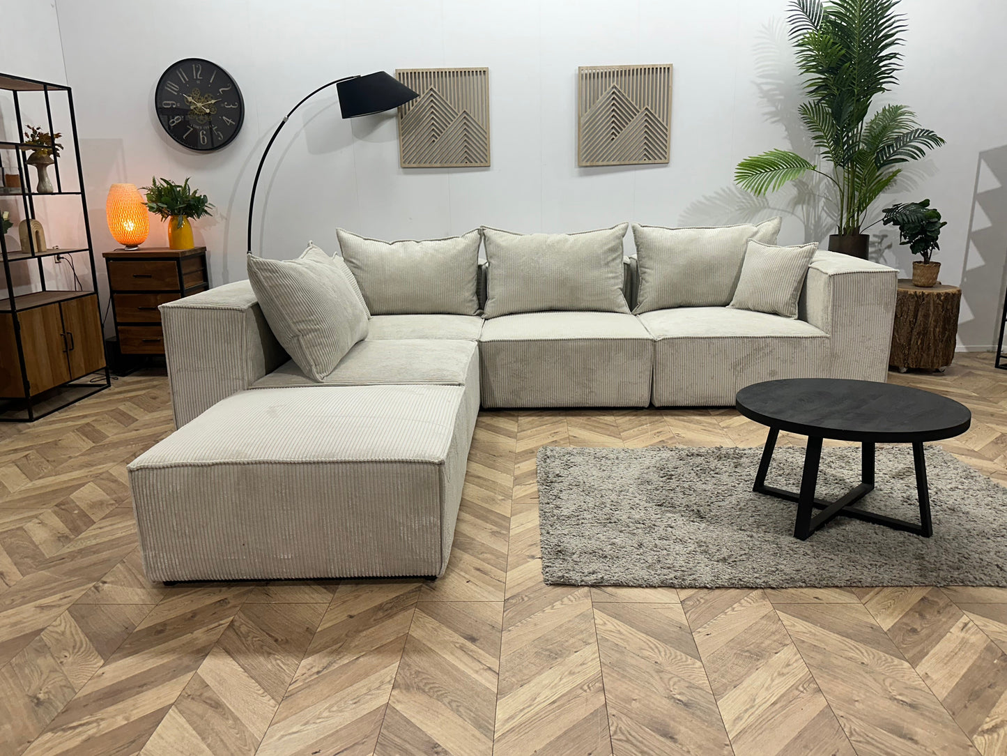 !Showroommodel! Witte Ribstof Hoekzetel ~ Meerdere Opstellingen