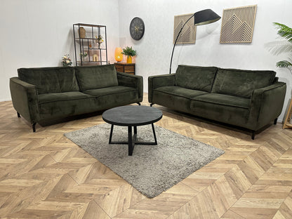 Groene Velvet Zetels Set ~ Losse Rugkussens Met Afneembare Hoezen