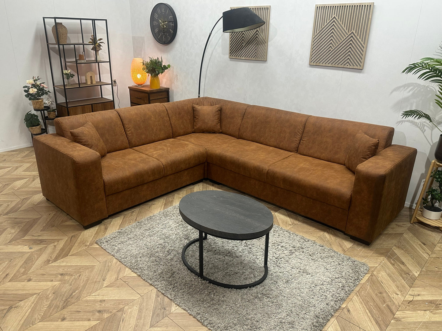 !Showroommodel! Cognac Bruine Suède Stoffen Hoekzetel