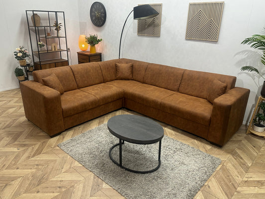 !Showroommodel! Cognac Bruine Suède Stoffen Hoekzetel