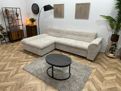 !Showroommodel! Crème Ribstof Hoekzetel ~ Opbergruimte