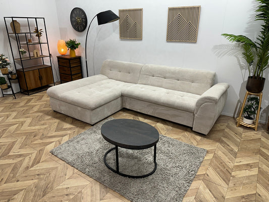 !Showroommodel! Crème Ribstof Hoekzetel ~ Opbergruimte