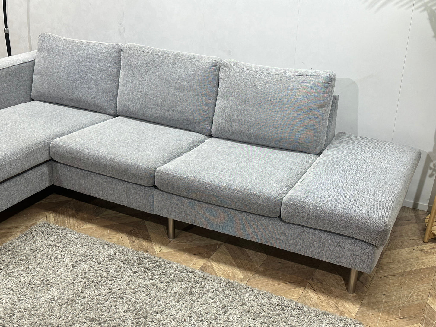 Licht Grijze Design Hoekzetel Inc Hocker ~ Losse Kussens Met Afneembare Hoezen