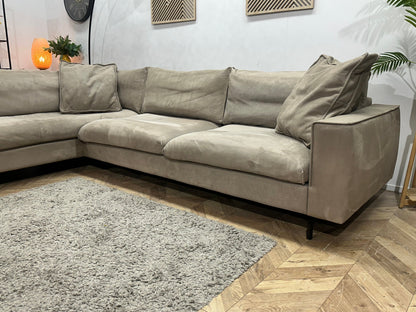 Taupe Velvet Hoekzetel ~ Losse Kussens Met Afneembare Hoezen