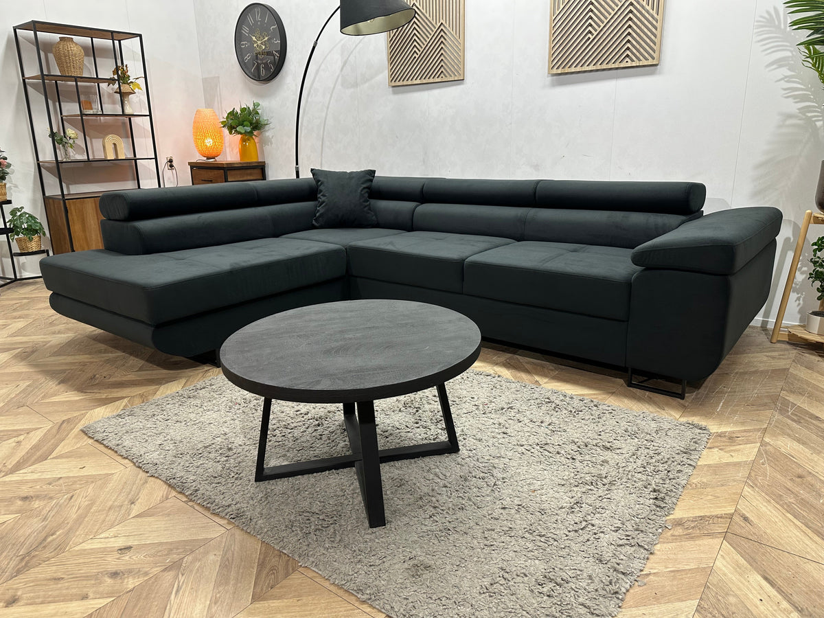 !Showroommodel! Zwarte Velvet Hoekzetel