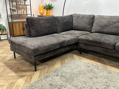 Antraciet Velvet Hoekzetel ~ Losse Kussens Met Afneembare Hoezen