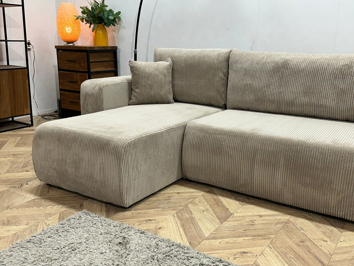 !Showroommodel! Licht Bruine Ribstof U Zetel