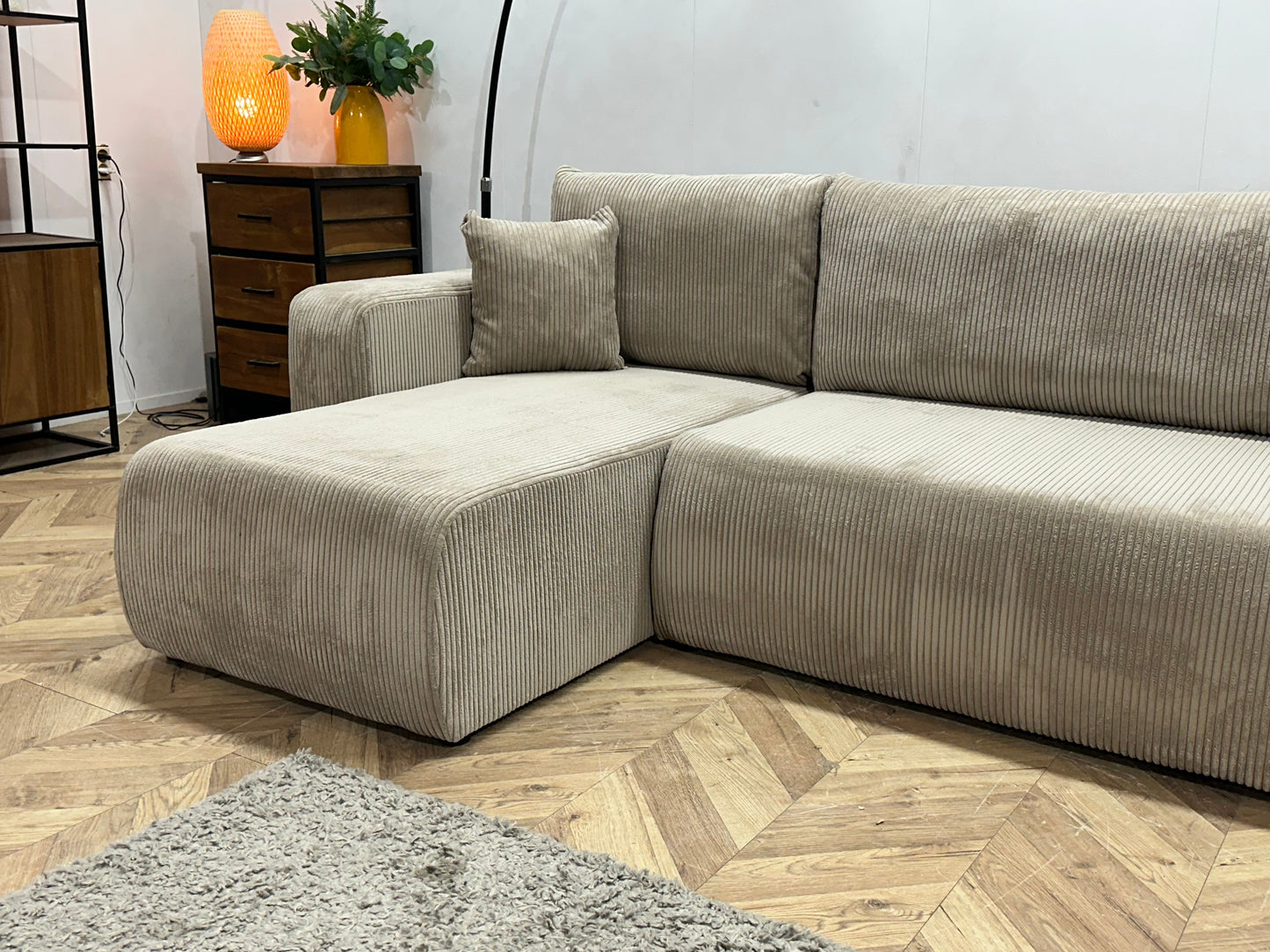 !Showroommodel! Licht Bruine Ribstof U Zetel