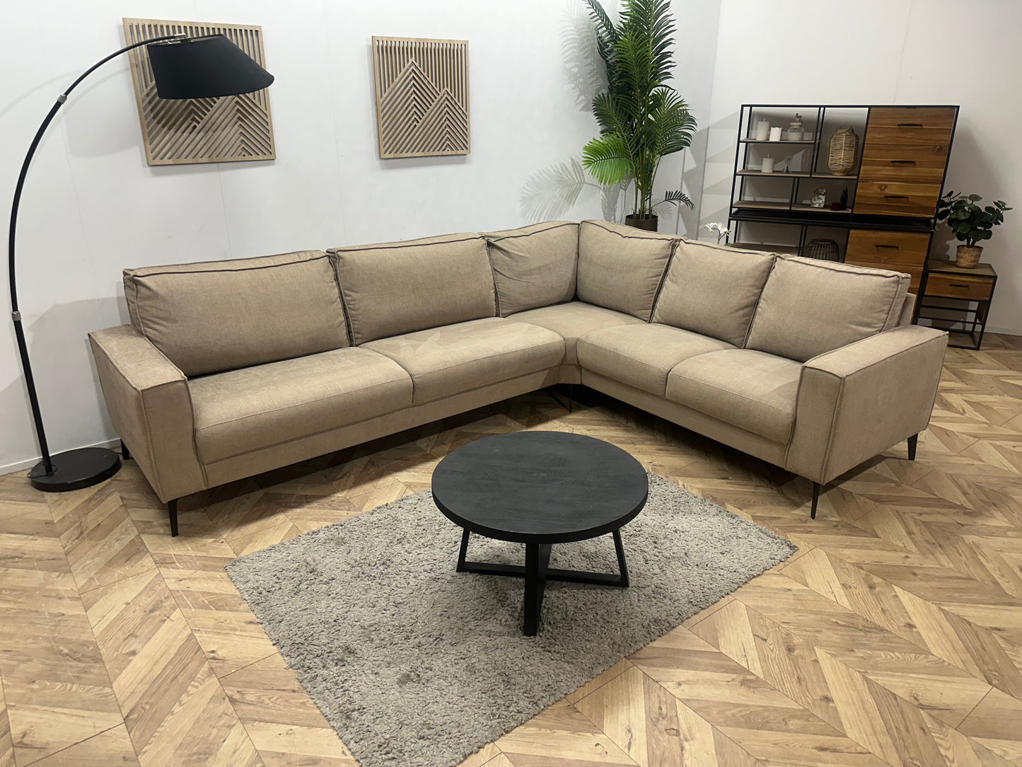 Beige Suède Stoffen Hoekzetel ~ Vaste Kussens