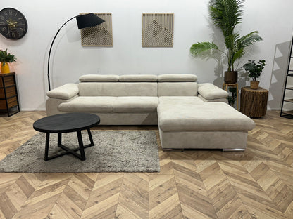 !Showroommodel! Witte Ribstof Hoekzetel ~ Verstelbare Hoofdsteunen