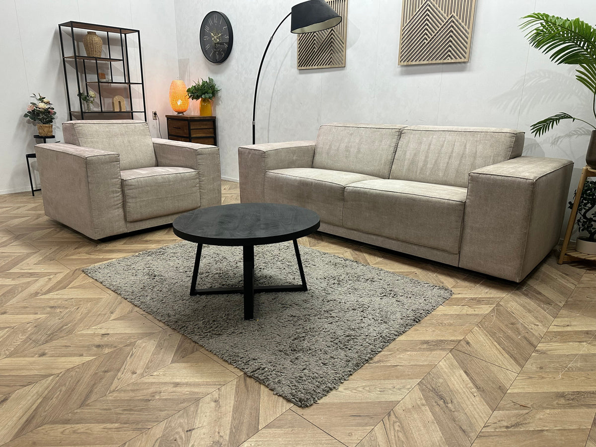 Licht Grijze Suède Stoffen Zetels Set ~ Vaste Kussens