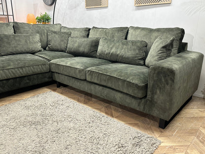 Donker Groene Velvet Hoekzetel ~ Losse Kussens Met Afneembare Hoezen