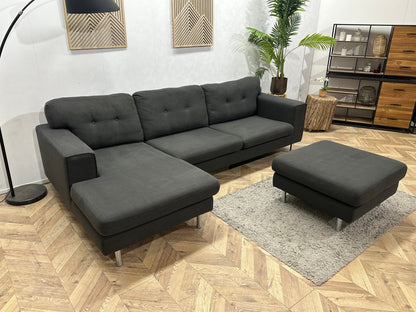 Antraciet Hoekzetel Inc Hocker ~ Losse Kussens Met Afneembare Hoezen