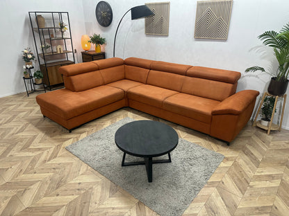 Cognac Bruine Suède Stoffen Hoekzetel ~ Verstelbare Arm/ Hoofdsteunen