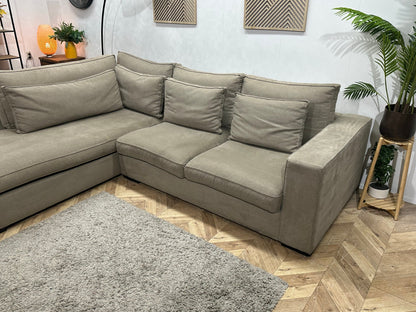 Room108 Beige Suède Stoffen Hoekzetel ~ Losse Kussens Met Afneembare Hoezen