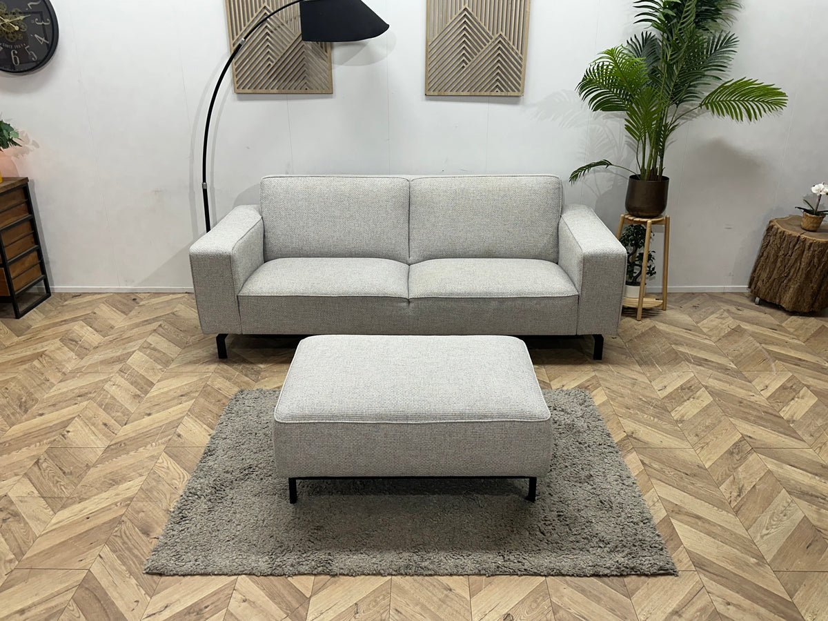 Licht Grijze Suède Stoffen 2.5-Zits Zetel Inc Hocker