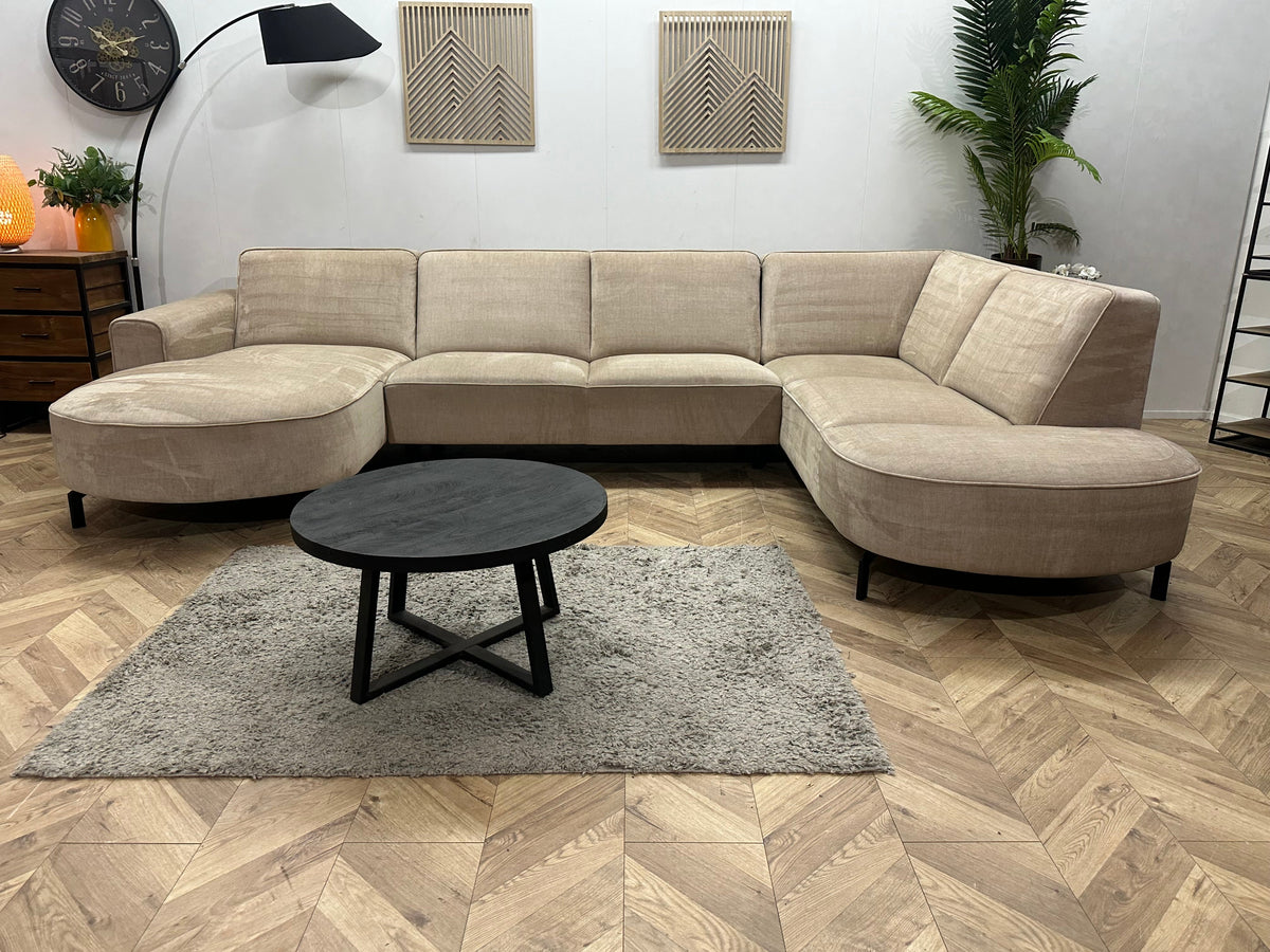 Crème/Beige Velvet U Zetel ~ Vaste Kussens