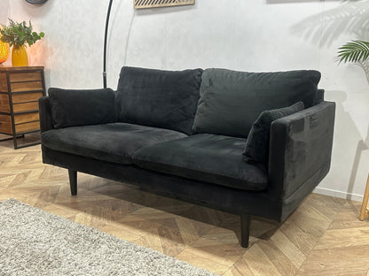 Zwarte Velvet 2-Zits Zetel ~ Losse Kussens Met Afneembare Hoezen