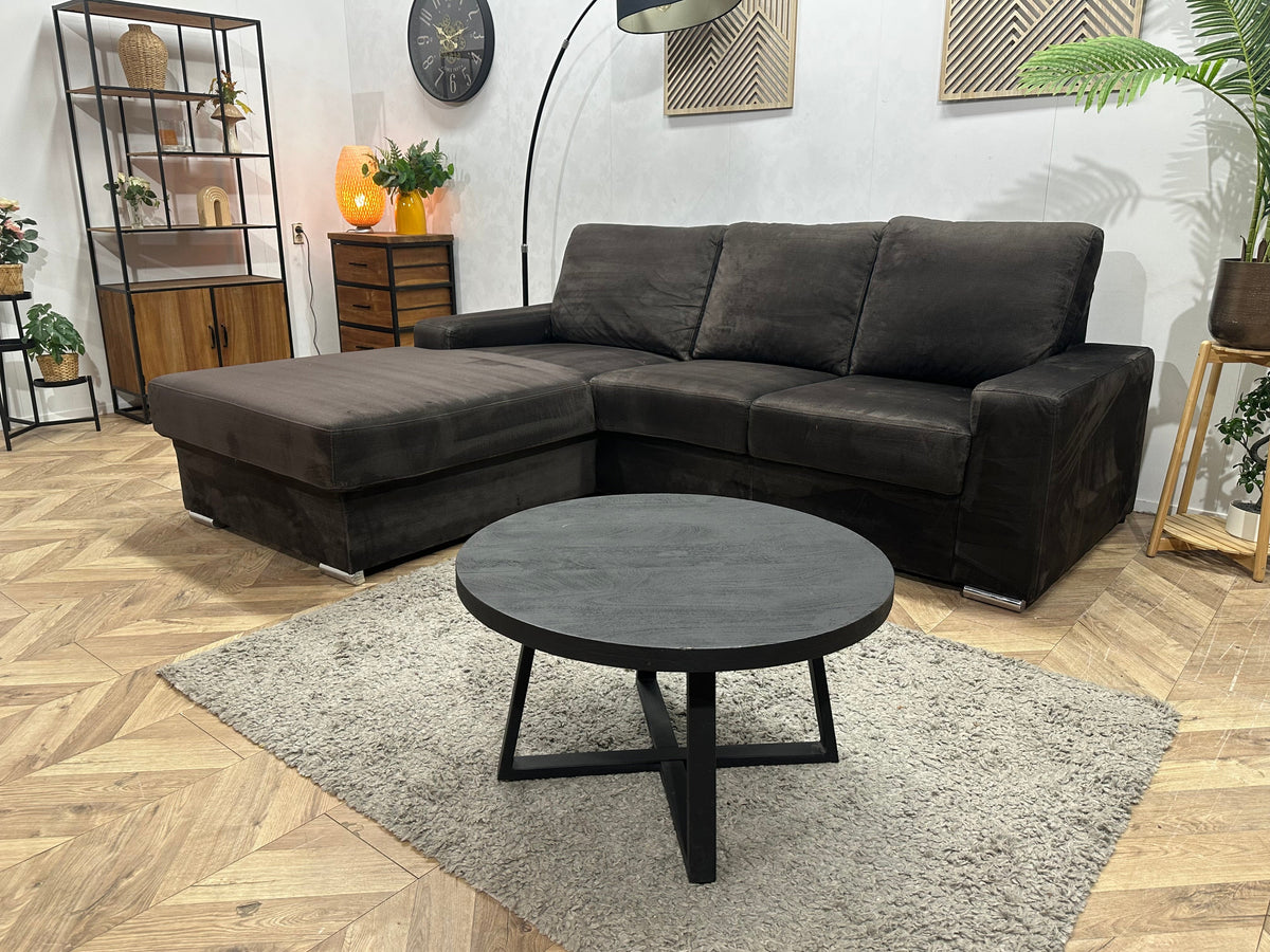 Antraciet Velvet Hoekzetel ~ Losse Rugkussens Met Afneembare Hoezen