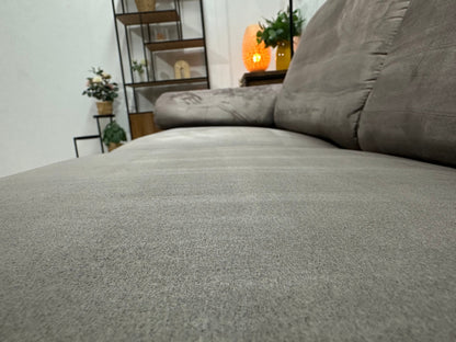 H&H Taupe Suède Stoffen Hoekzetel ~ Vaste Kussens