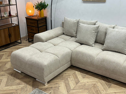 !Showroommodel! Crème Velvet U Zetel ~ Losse Ribstof Rugkussens