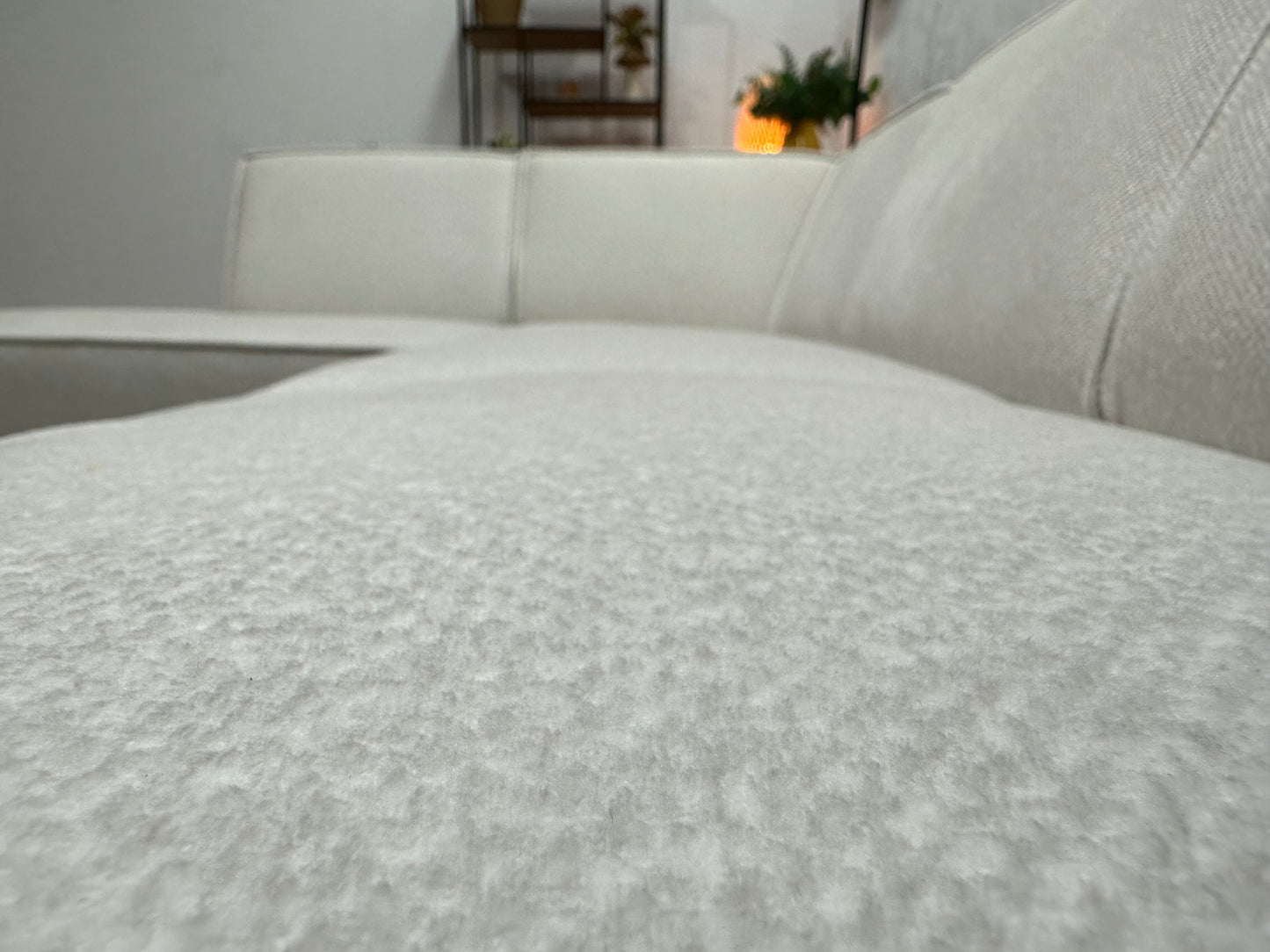 !Showroommodel! Witte Chenille Stoffen Hoekzetel