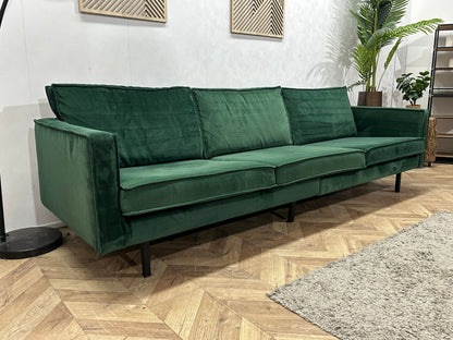 Be Pure Groene Velvet 3-Zits Zetel Inc Hocker ~ Losse Kussens Met Afneembare Hoezen