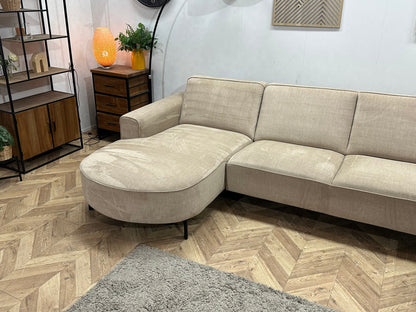 Crème/Beige Velvet U Zetel ~ Vaste Kussens