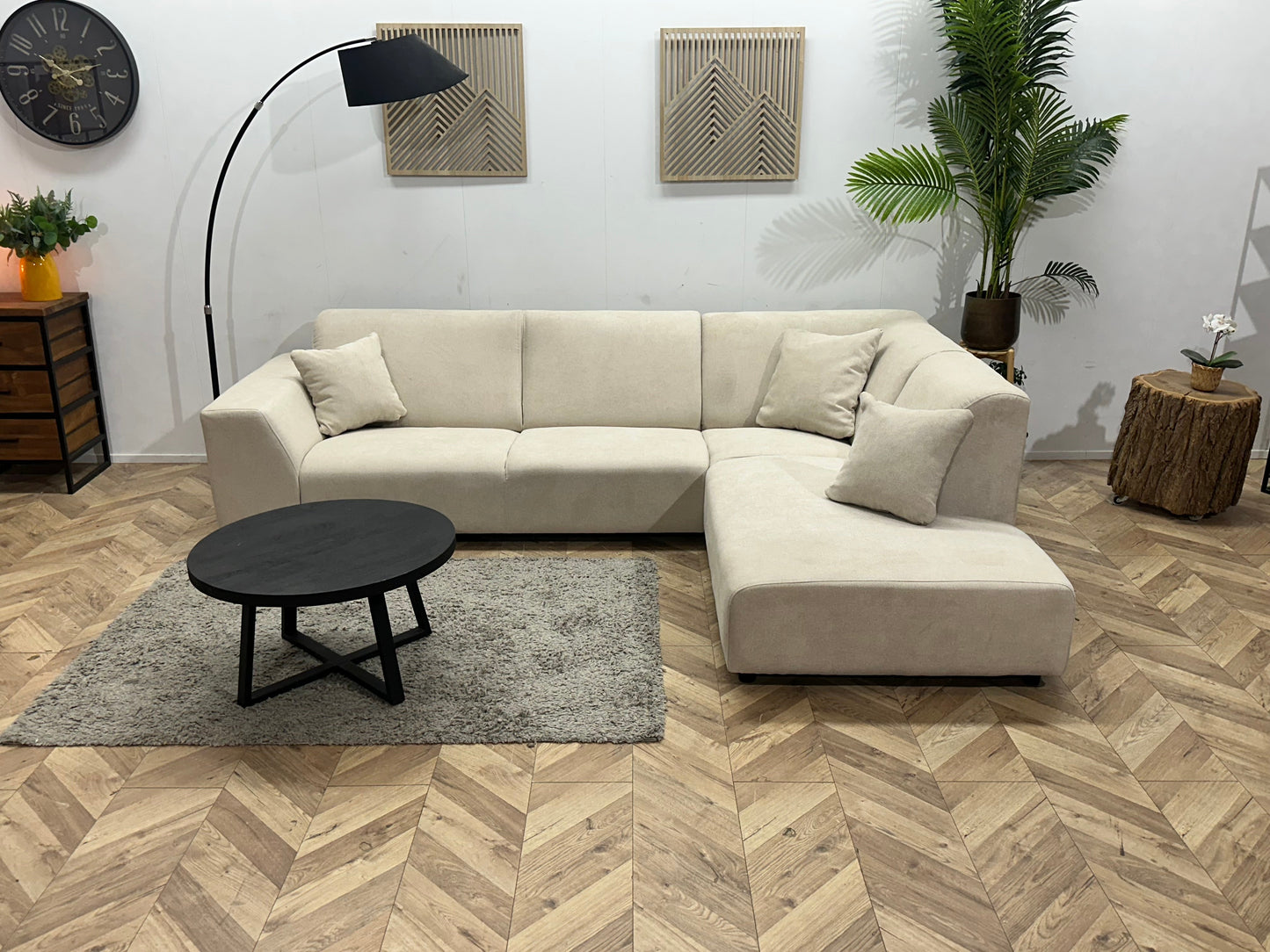 !Showroommodel! Crème Suède Stoffen Hoekzetel