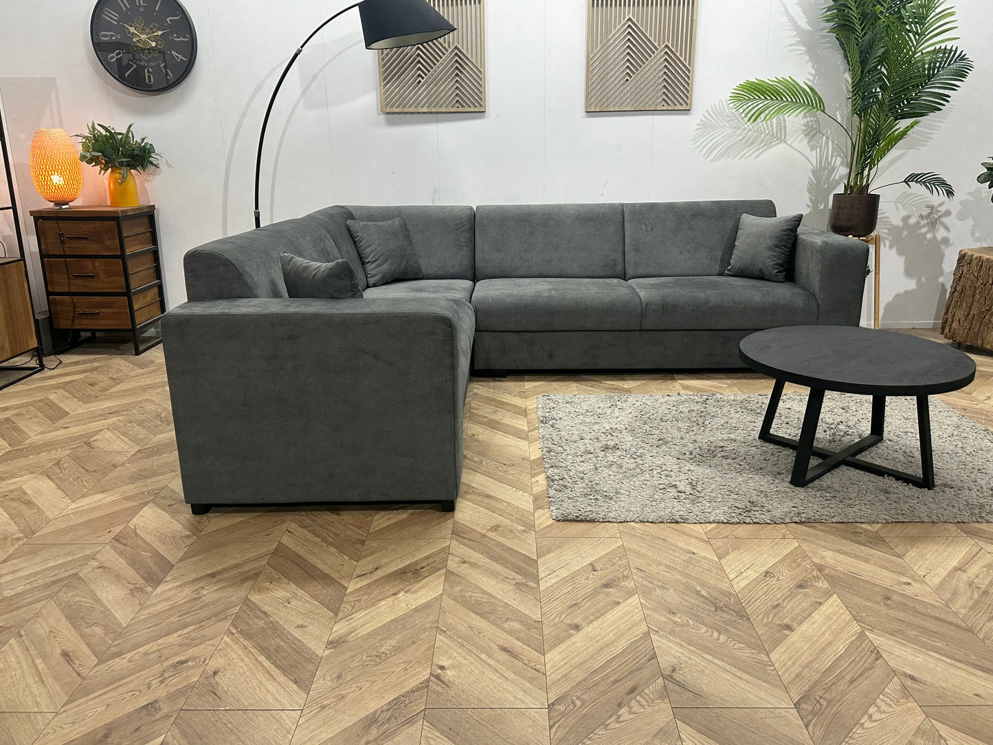 !Showroommodel! Grijze Velvet Hoekzetel