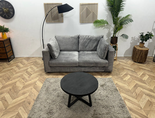 Licht Grijze Velvet 2.5-Zits Zetel ~ Losse Kussens Met Afneembare Hoezen