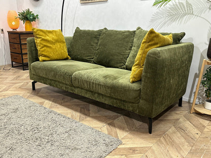 Groene Velvet 2.5-Zits Zetel ~ Losse Rugkussens Met Afneembare Hoezen