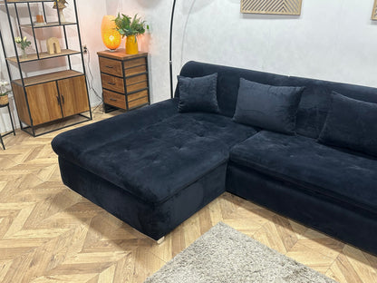 !Showroommodel! Zwarte Velvet Hoekzetel ~ Slaapfunctie