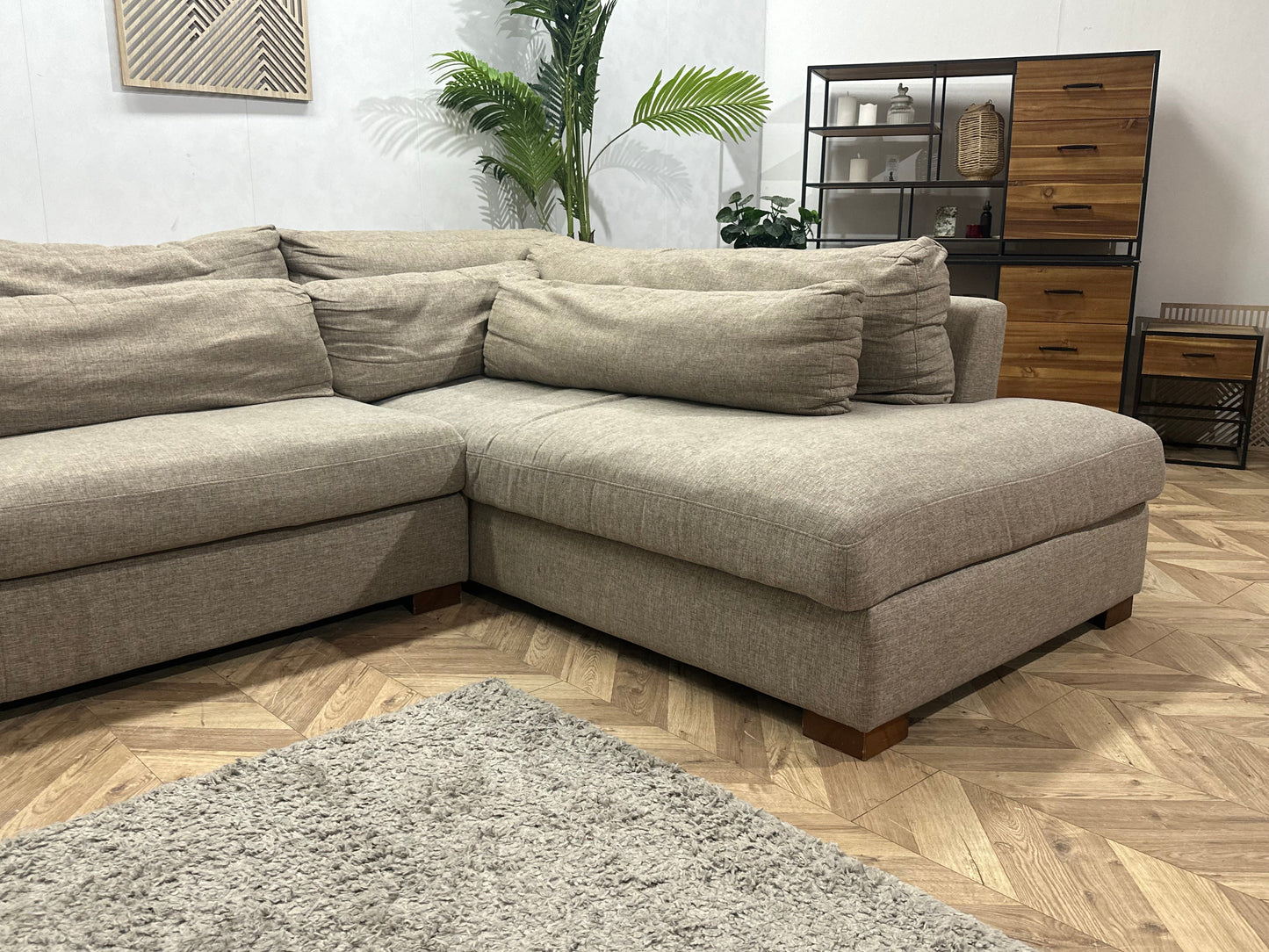 Beige Hoekzetel ~ Losse Kussens Met Afneembare Hoezen