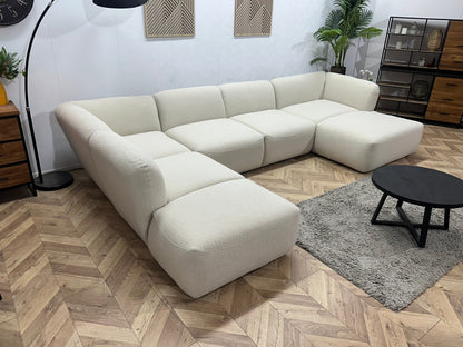 !Showroommodel! Witte/Crème Bouclé Stoffen U Zetel