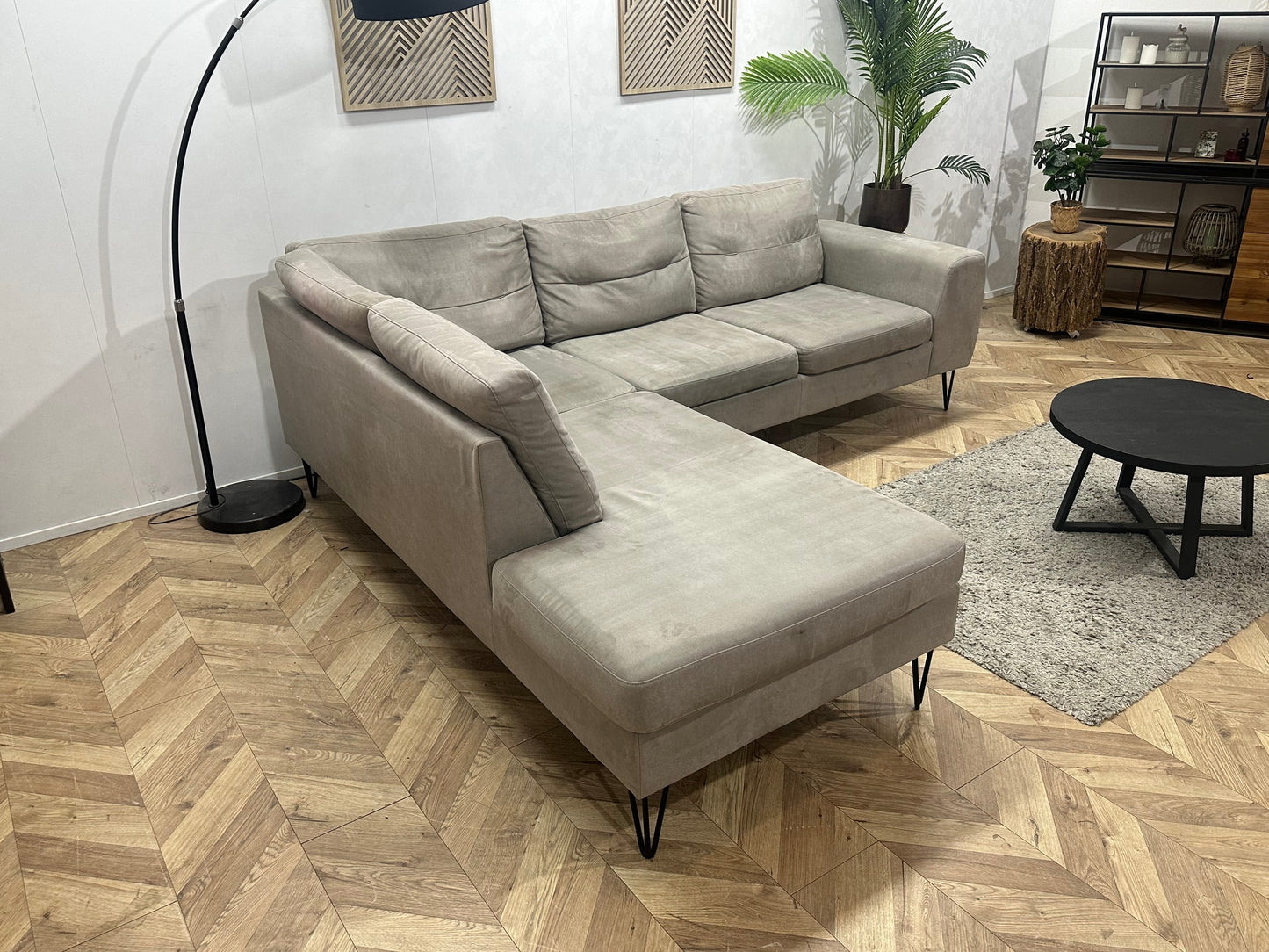 Xooon Beige/Grijze Suede Stoffen Hoekzetel ~ Inruilvoordeel