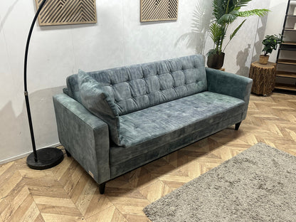 Umix Blauwe Velvet 2.5-Zits Zetel ~ Losse Rugkussens Met Afneembare Hoezen