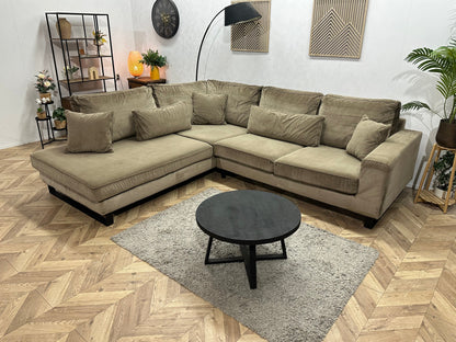 Licht Bruine Velvet Hoekzetel ~ Losse Kussens Met Afneembare Hoezen
