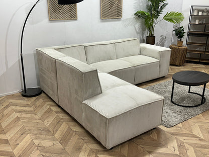 !Showroommodel! Witte/Crème Ribstof Hoekzetel