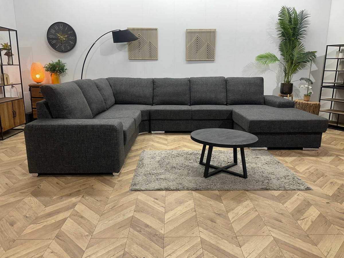Antraciet U Zetel ~ Losse Rugkussens Met Afneembare Hoezen