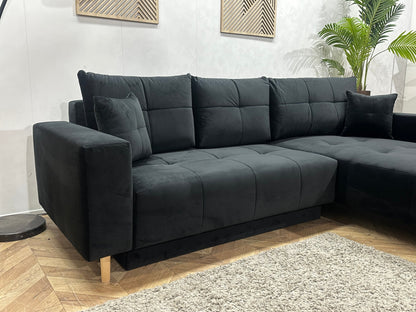 !Showroommodel! Zwarte Velvet Hoekzetel