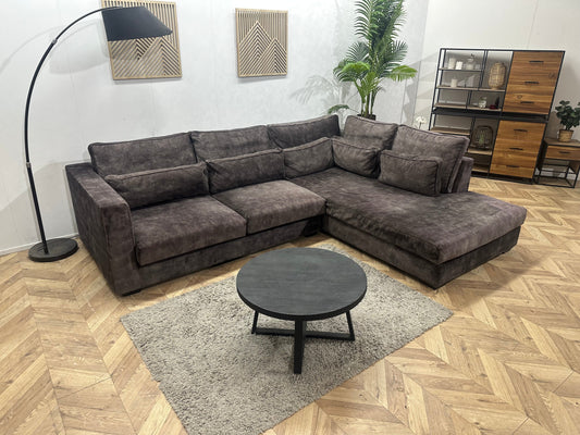 Antraciet Velvet Hoekzetel ~ Losse Kussens Met Afneembare Hoezen