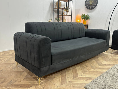 Zwarte Velvet Zetels Set ~ Vaste Kussens