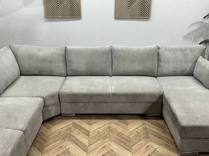 !Showroommodel! Licht Grijze Ribstof U Zetel