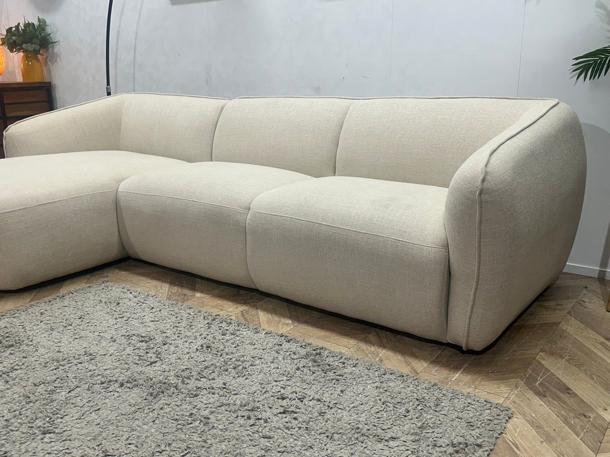 !Showroommodel! Crème Chenille Stoffen Hoekzetel
