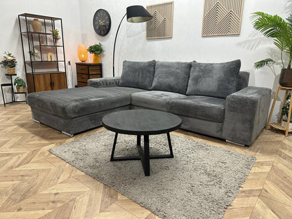 Antraciet Ribstof Hoekzetel ~ Losse Rugkussens Met Afneembare Hoezen