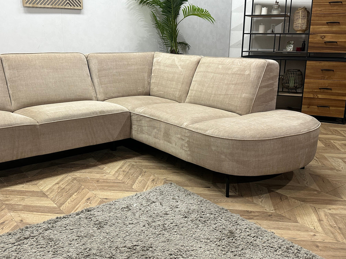 Crème/Beige Velvet U Zetel ~ Vaste Kussens