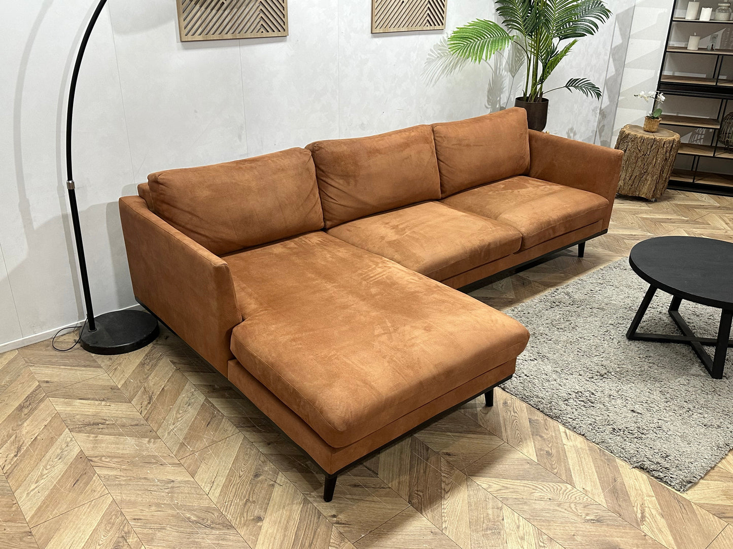Cognac Bruine Suède Stoffen Hoekzetel ~ Losse Kussens Met Afneembare Hoezen